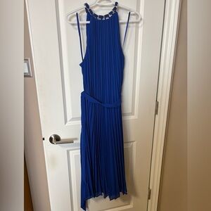 Elegant Blue Pleated Dress. Marina Size L. NWOT